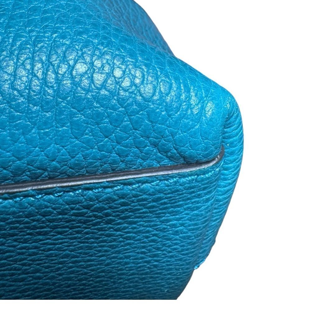 Gucci Turquoise Blue Leather 2way Convertible Interlocking GG Dome Bowler Bag Ex - Picture 10 of 16